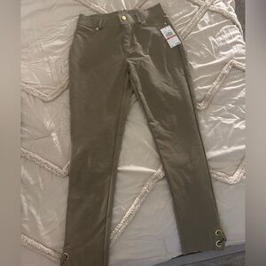 NWT Michael Kors Safari Green Skinny Pants – Gold Hardware & Lace-Up Hem Size S